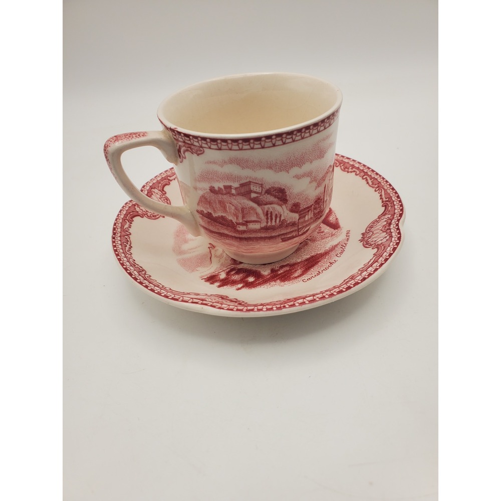 Vintage Johnson Brothers Pink Old Britain Castles Teacup & Saucer Set